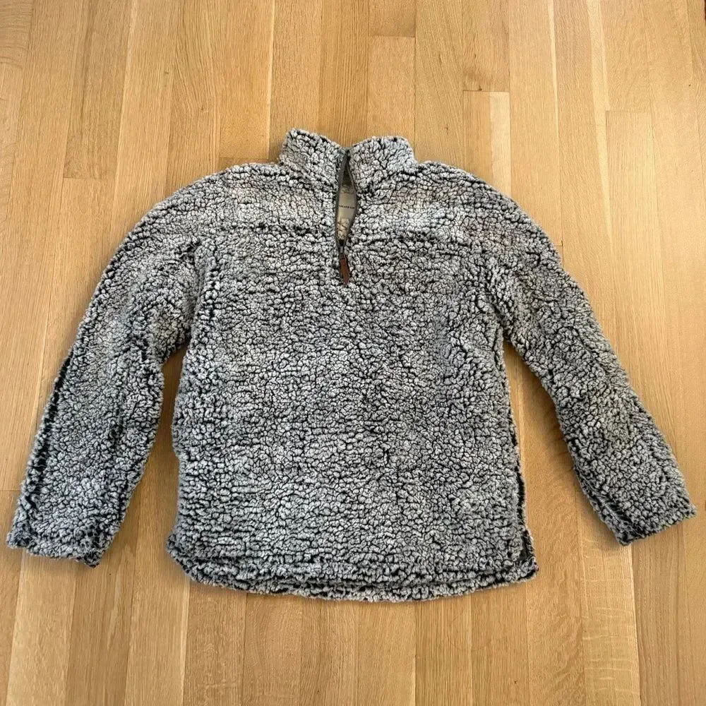 Thread & Supply Gray Plush Zip Up Sweater